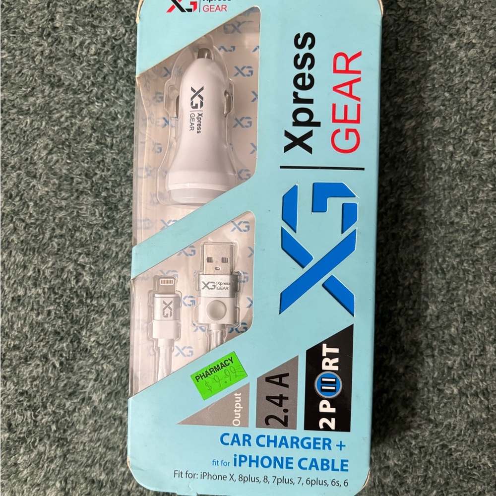 Car charger plus iphone cable.